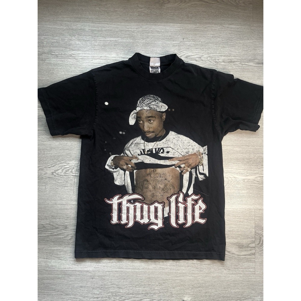 Vintage 1990s Shaka Wear Tupac Thug Life Rap Tee Shirt Retro Heavyweight Cotton‎